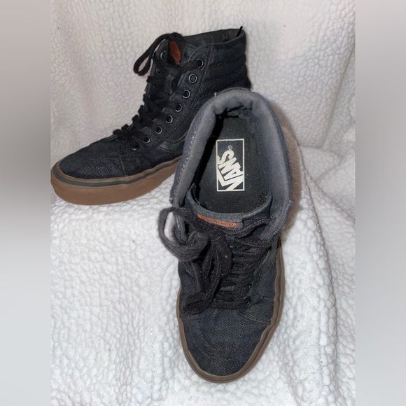 VANS HIGH TOP BLACK JEAN WITH TAN SOLE SIZE 6.5 : Preowned - Picture 6 of 10